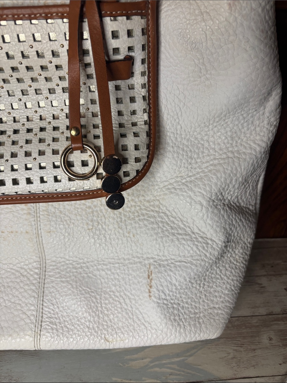 Asia Bellucci white genuine leather satchel - Picture 2 of 16